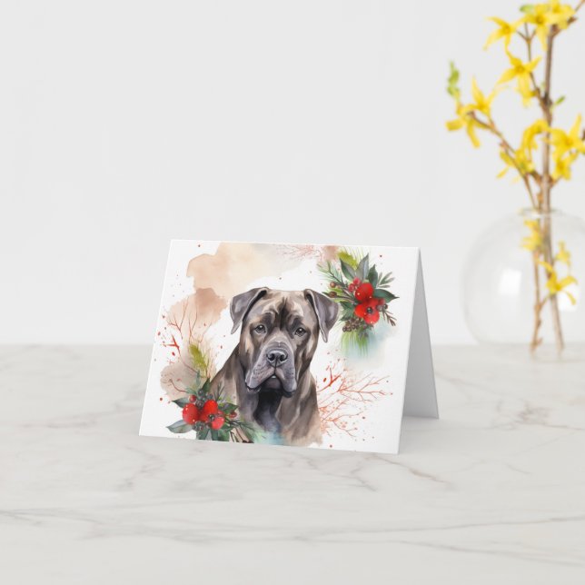 Cartão Cane Corso Christmas Wreath Festivo Pup (Flor Amarela)