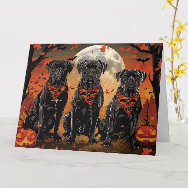 Cartão Cane Corso Halloween Assustador (Flor Amarela)