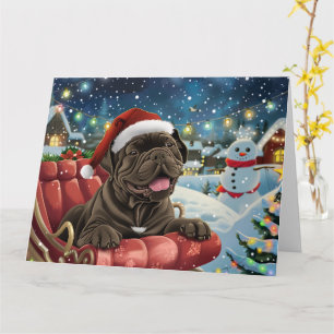 Cartão Cane Corso no Natal da neve em Sleigh