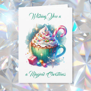 Cartão Caneca de Água Bonita de Natal com Cacau Quente