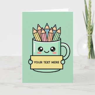 Cartão Caneca de Café com Lápis Sinal em Branco Gráfico P