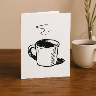 Cartão Caneca de Café Desenhada à Mão Esboço Minimalista