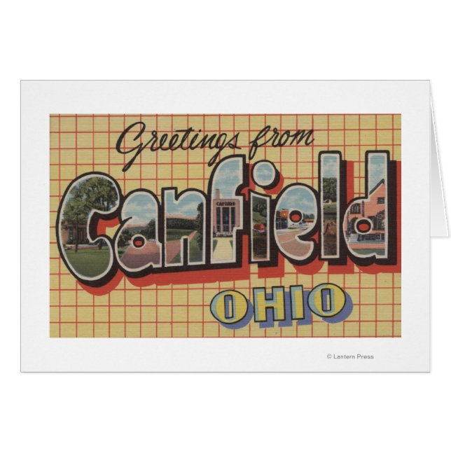Cartão Canfield, Ohio - Cenas com Letras Grandes (Frente Horizontal)