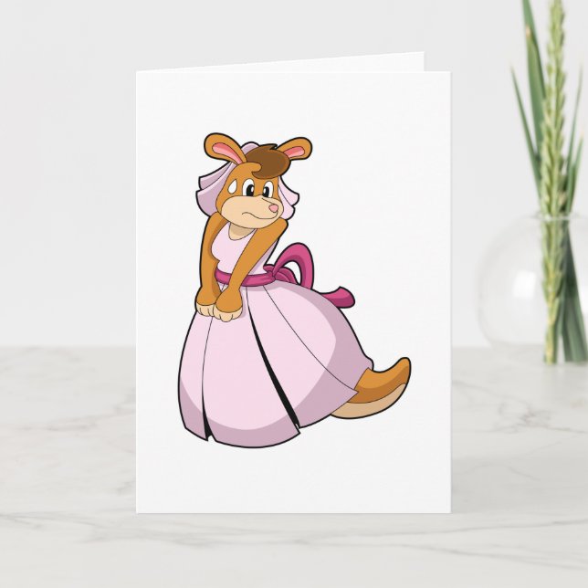 Cartão Canguru como Noiva com Vestido de Noiva (Frente)