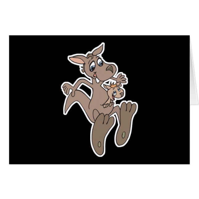 Cartão canguru feliz e joey (Frente Horizontal)