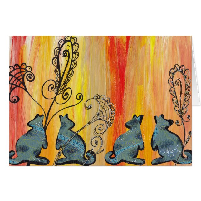 Cartão Cangurus azuis (Frente Horizontal)