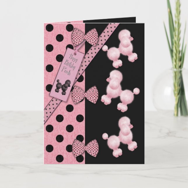 Cartão Caniche do feliz aniversario (Frente)