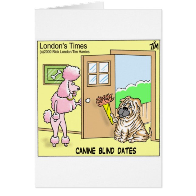 Cartão Canino Cego Datas Engraçadas Cartoons de Cachorro  (Frente)