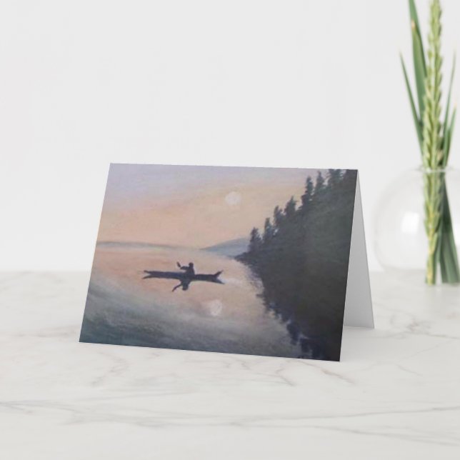 Cartão Canoa em um lago calmo (Frente)