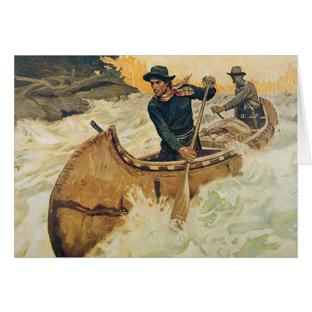 Cartão Canoa nos Rapids (Frente Horizontal)