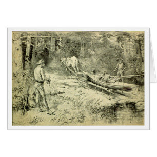 Cartão Canoing nas madeiras nortes
