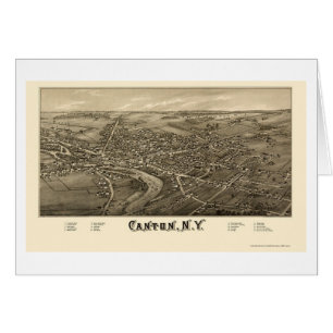Cartão Cantão, mapa panorâmico de NY - 1885