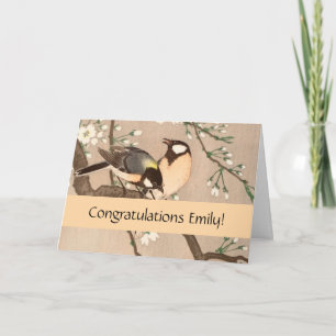 Cartão Cantarilho de Chickadebird asiático japonês