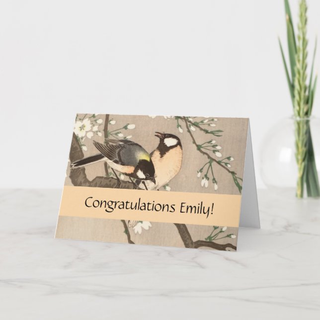 Cartão Cantarilho de Chickadebird asiático japonês (Frente)