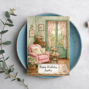 Cartão Canto de Leitura de Jardim Shabby Chic