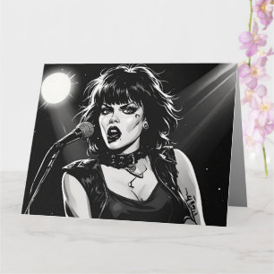 Cartão Cantora Goth Punk em estilo de história em quadrin