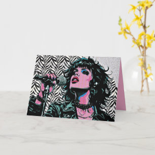 Cartão Cantora Pop Art Rocker Punk Meio-Tom Amantes da Mú