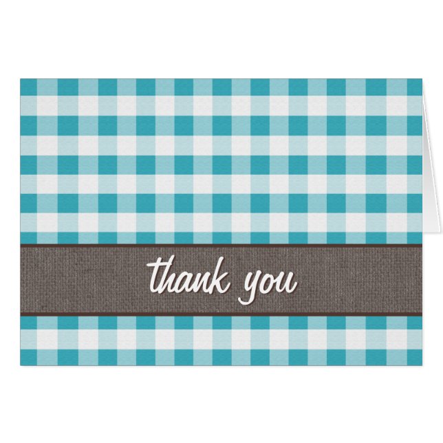 Cartão Canvas Turquoise & White Gingham (Frente horizontal)