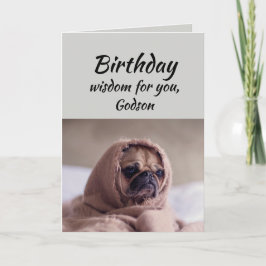 Cartão Cão bonito do Pug da sabedoria do aniversário do