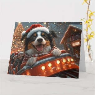 Cartão Cão Border Collie Montanha-russa Natal