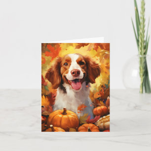 Cartão Cão Brittany Autumn Thankiness