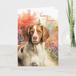 Cartão Cão Brittany Spaniel Caminho Colorido do Jardim Re