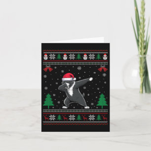 Cartão Cão de Água Português Dabbing Chapéu de Papai Noel