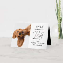 Cartão Cão de Natal engraçado ruff ano em revisão
