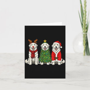 Cartão Cão de Natal Retro Pirenéus Grandes Rena Santa