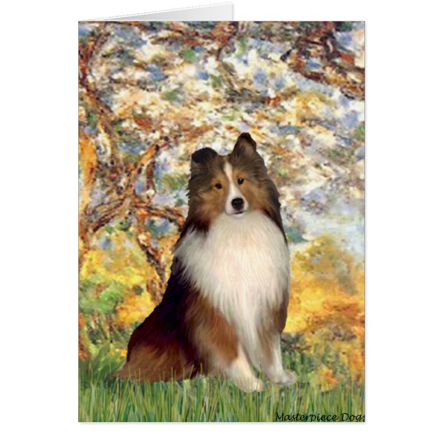 Cartão Cão de Pastoreio de Shetland 1 - Primavera (Frente)