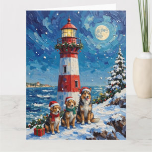 Cartão Cão de Pastoreio de Shetland Natal Farol Férias