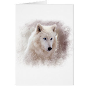 CARTÃO CÃO DE PUXAR TRENÓS SIBERIAN BRANCO