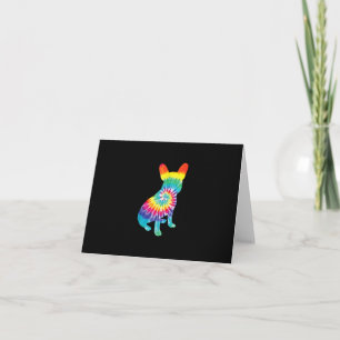 Cartão cão de tingimento buldogue francês hippie pres