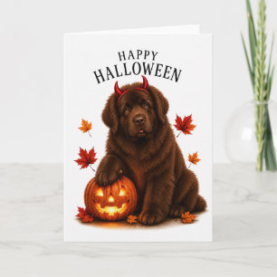 Cartão Cão diabo de Halloween de Terra Nova