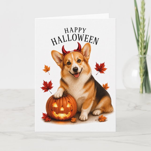 Cartão Cão diabo Pembroke Welsh Corgi (Frente)
