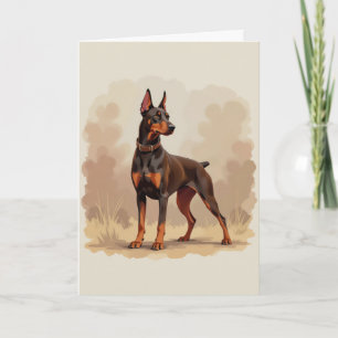 Cartão Cão Doberman Pinscher Marrom Ferrugem Vermelho