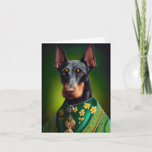 Cartão Cão Doberman vestido para o Dia de São Patrício