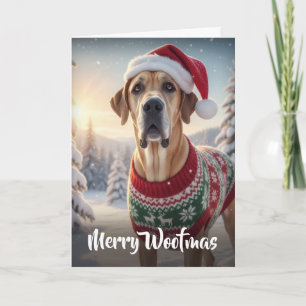 Cartão Cão Dogue Alemão Alegre Woofmas Dobra de Férias