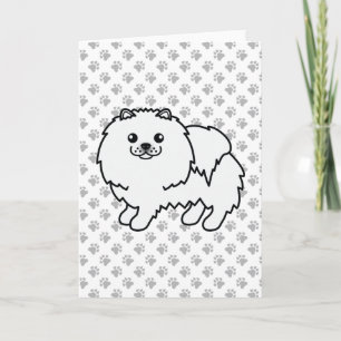 Cartão Cão e patas brancas Pomeranianas