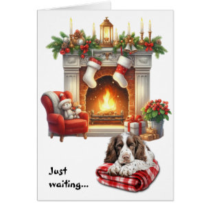 Cartão Cão English Springer Spaniel Esperando pelo Natal