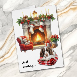 Cartão Cão English Springer Spaniel Esperando pelo Natal