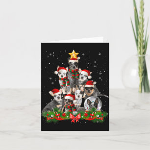 Cartão Cão engraçado do Natal da árvore de Natal do gado 