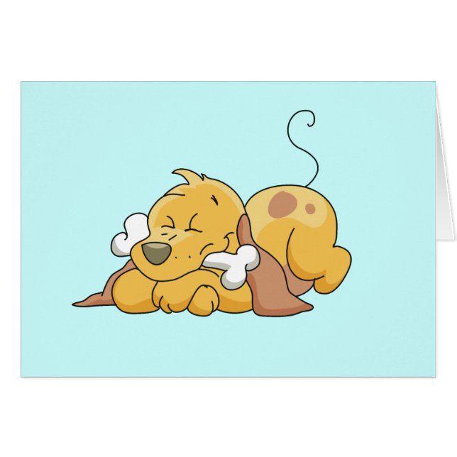 Cartão Cão feliz com camiseta e presentes do osso (Frente Horizontal)