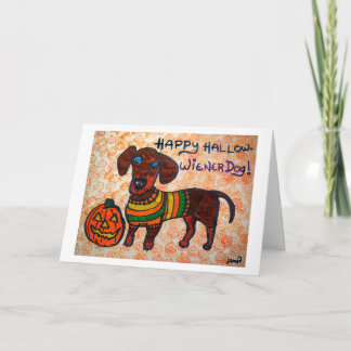 Cartão Cão feliz do Hallow-Wiener