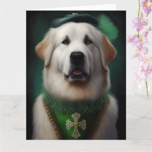Cartão Cão Great Pyrenees vestido para o Dia de São Patrí