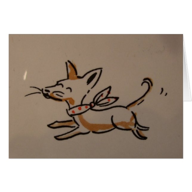Cartão Cão ilustrado - chihauhau (Frente Horizontal)