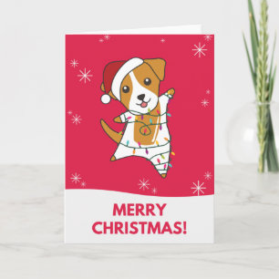 Cartão Cão Jack Russel Natal Cachorros Animais de Inverno