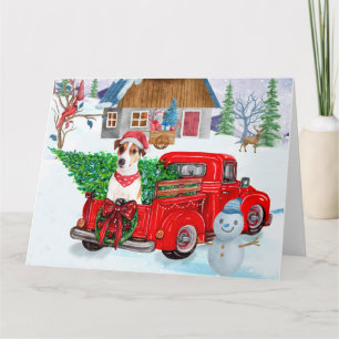 Cartão Cão Jack Russell no Caminhão de Entrega de Natal n