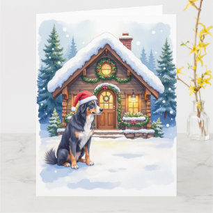 Cartão Cão Montanhês Suíço Maior Chapéu de Papai Noel Cab
