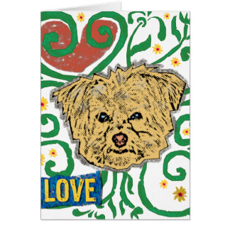 Cartão CÃO: Multi-Poo jardim do amor com flores